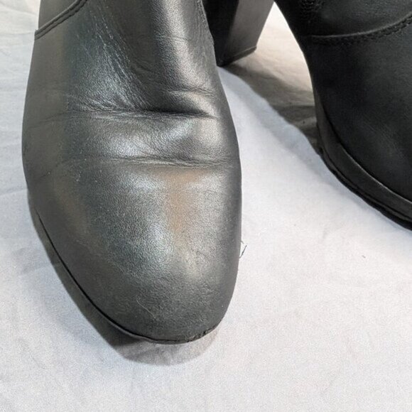 Artica Black Leather Chunky Heel Ankle Boots Size 8.5 - Picture 3 of 8